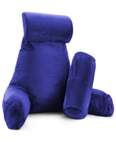 Nestl Bedding Soft Velour Cover Reading Backrest Pillow Set, Extra Large In Royal Blue