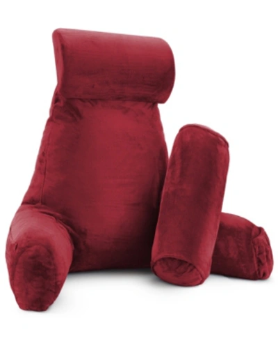 Nestl Bedding Soft Velour Cover Reading Backrest Pillow Set, Extra Large In Burgundy Red