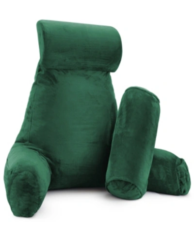 Nestl Bedding Soft Velour Cover Reading Backrest Pillow Set, Extra Large In Hunter Green