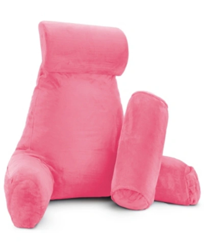 Nestl Bedding Soft Velour Cover Reading Backrest Pillow Set, Extra Large In Light Pink