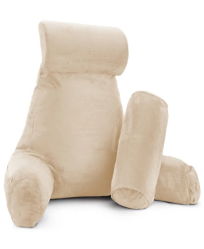 Nestl Bedding Soft Velour Cover Reading Backrest Pillow Set, Extra Large In Beige Cream