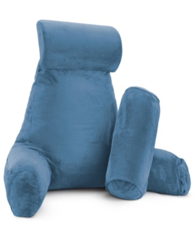 Nestl Bedding Soft Velour Cover Reading Backrest Pillow Set, Extra Large In Blue Heaven