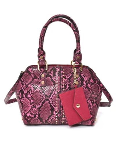 Imoshion Handbags Women's Snake Print Dome Satchel In Pink