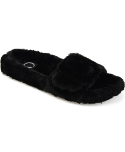 Journee Collection Collection Women's Faux Fur Eara Slipper In Black