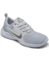 Nike Women's Flex Experience Run 10 Running Sneakers From Finish Line In White, Metallic Silver