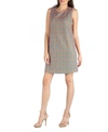 24SEVEN COMFORT APPAREL SLEEVELESS SHIFT DRESS WITH GEOMETRIC PRINT DETAIL