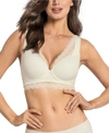 LEONISA SOFT LIGHTLY-LINED LACE UNDERWIRE BRA- DEEP COVERAGE BRA