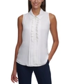 TOMMY HILFIGER RUFFLE-FRONT SLEEVELESS TOP