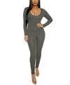 Naked Wardrobe All Body Jumpsuit In Charcoal