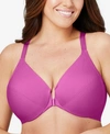 Glamorise Women's Plus Size Front Close Wonder Wire Bra With Smoothing Back 1247 In Berry