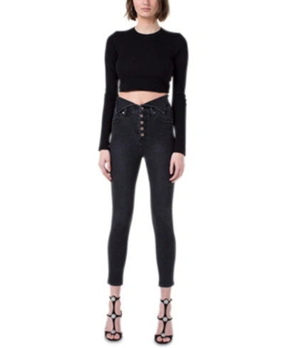 Kendall + Kylie Juniors' Flipped-waistband Skinny Jeans In City Jet