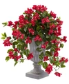 Nearly Natural Bougainvillea Flowering Uv-resistant Indoor/outdoor Artificial Plant In Decorative Urn In Red