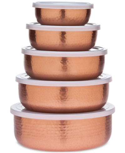 Godinger 5-pc. Hammered Copper Storage Bowl Set In Brown
