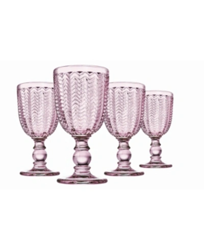 Godinger Carson Modern Vintage Red Wine Glasses, Set Of Four In Pink