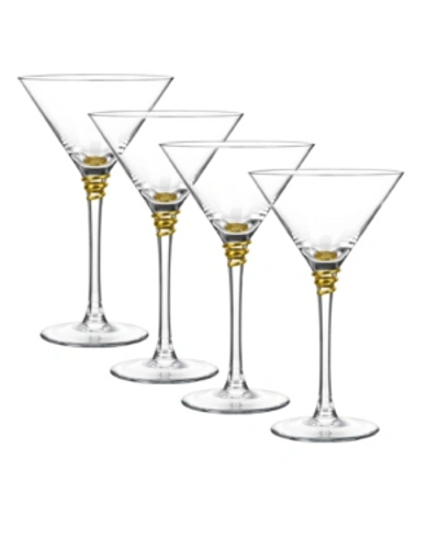 Qualia Glass Helix Gold Martini Glasses, Set Of 4
