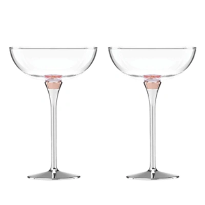 Kate Spade New York Rosy Glow Champagne Saucer Pair In Silver