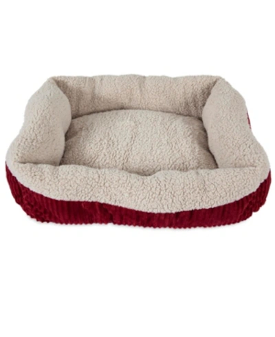 Aspen Pet Self Warming 24" X 20" Rectangular Lounger Dog Bed In Red Cream