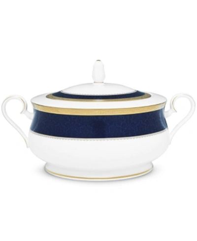 Noritake Odessa Cobalt Gold Covered Vegetable Bowl, 64 Oz. In Dark Blue