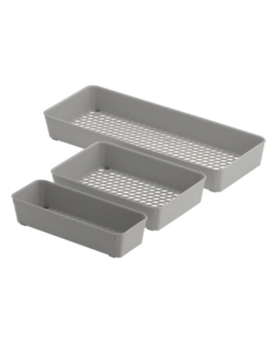 Spectrum Diversified Hexa In-drawer Organizer Set Of 3 Assorted Storage Trays In Stone Gray