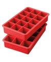 Tovolo Perfect Cube Silicone Ice Cube Tray For Whiskey, Bourbon, Spirits & Liquor, Set Of 2 In Candy Apple Red