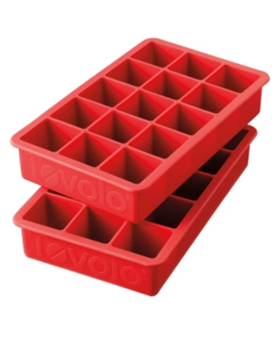 Tovolo Perfect Cube Silicone Ice Cube Tray For Whiskey, Bourbon, Spirits & Liquor, Set Of 2 In Candy Apple Red