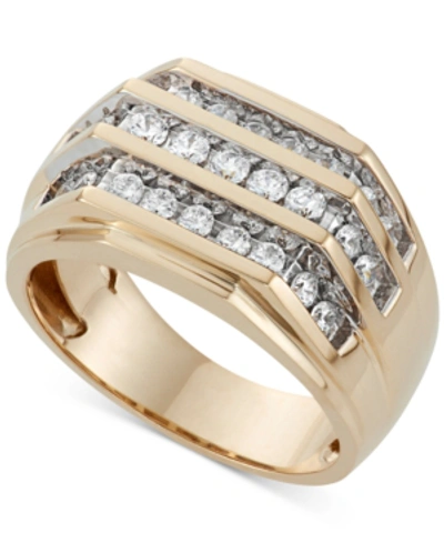 Macy's Men's Three Row Diamond Ring (1 Ct. T.w.) In 10k Gold In White