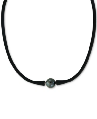 Effy Collection Effy Black Cultured Freshwater Pearl (11mm) Silicone Rubber 14" Choker Necklace (also Available In G