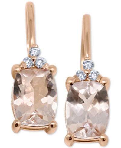 Macy's Morganite (2-1/3 Ct. T.w.) & Diamond Accent Drop Earrings In 14k Rose Gold