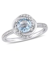 Macy's Blue Topaz (1 Ct. T.w.) And Diamond (1/6 Ct. T.w.) Swirl Ring In 10k White Gold In Blue Topaz