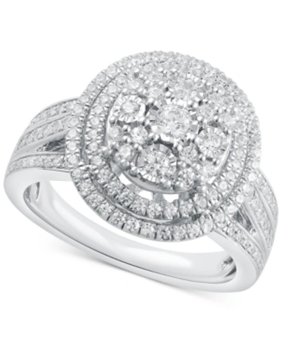 Macy's Diamond Halo Cluster Ring (1 Ct. T.w.) In Sterling Silver