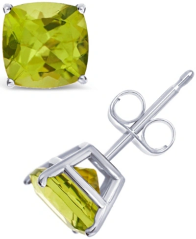 Macy's Gemstone Stud Earrings In Sterling Silver In Green