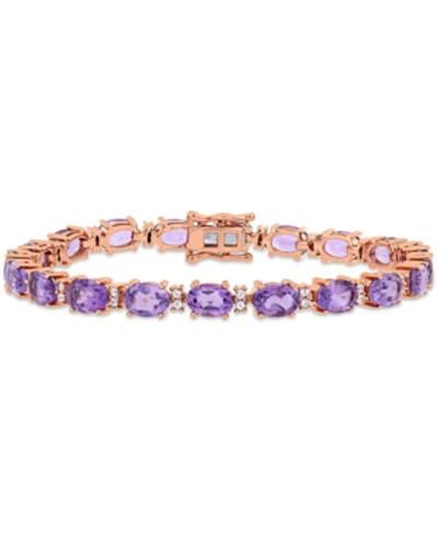 Macy's Amethyst (14 Ct. T.w.) & White Sapphire (3/5 Ct. T.w.) Link Bracelet In 14k Rose Gold