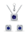 Giani Bernini Simulated Blue Sapphire And Cubic Zirconia Halo Square Pendant And Earring Set, 3 Piece In Dark Blue
