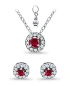 Giani Bernini Created Ruby And Cubic Zirconia Halo Pendant And Earring Set, 3 Piece In Bright Red