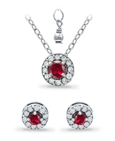 Giani Bernini Created Ruby And Cubic Zirconia Halo Pendant And Earring Set, 3 Piece In Bright Red