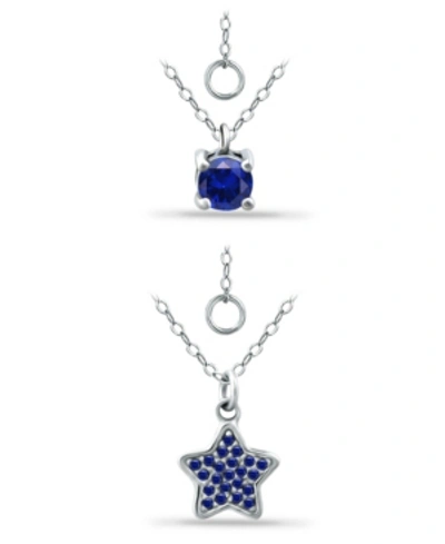 Giani Bernini Simulated Blue Sapphire Star Round Pendant Set, 2 Piece In Dark Blue