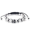ANDREW CHARLES BY ANDY HILFIGER MEN'S ONYX BEAD SKULL BOLO BRACELET IN STAINLESS STEEL (ALSO IN TIGER'S EYE & WHITE AGATE)