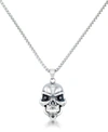 ANDREW CHARLES BY ANDY HILFIGER MEN'S BLACK CUBIC ZIRCONIA SKULL 24" PENDANT NECKLACE IN STAINLESS STEEL