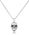 Andrew Charles By Andy Hilfiger Men's Black Cubic Zirconia Skull 24" Pendant Necklace In Stainless Steel In Stainless Steel