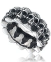 Andrew Charles By Andy Hilfiger Men's Multi Skull Ring In Oxidized Stainless Steel In Stainless Steel