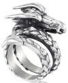 Andrew Charles By Andy Hilfiger Men's Dragon Coil Ring In Stainless Steel In Stainless Steel
