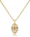 ANDREW CHARLES BY ANDY HILFIGER MEN'S CUBIC ZIRCONIA SIGNATURE SKULL 24" PENDANT NECKLACE IN BLACK ION-PLATED STAINLESS STEEL (ALSO 