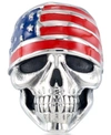 Andrew Charles By Andy Hilfiger Men's Enamel Skull Ring In Stainless Steel In Stainless Steel