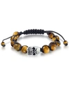 ANDREW CHARLES BY ANDY HILFIGER MEN'S ONYX BEAD SKULL BOLO BRACELET IN STAINLESS STEEL (ALSO IN TIGER'S EYE & WHITE AGATE)