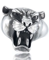 Andrew Charles By Andy Hilfiger Men's Roaring Big Cat Ring In Stainless Steel In Stainless Steel