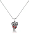 ANDREW CHARLES BY ANDY HILFIGER MEN'S RED CUBIC ZIRCONIA KING SKULL 24" PENDANT NECKLACE IN STAINLESS STEEL