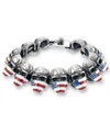 ANDREW CHARLES BY ANDY HILFIGER MEN'S ENAMEL SKULL BRACELET IN STAINLESS STEEL