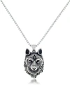 Andrew Charles By Andy Hilfiger Men's Wolf Head 24" Pendant Necklace In Stainless Steel In Stainless Steel