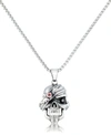 ANDREW CHARLES BY ANDY HILFIGER MEN'S CUBIC ZIRCONIA PIRATE SKULL 24" PENDANT NECKLACE IN STAINLESS STEEL