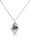 Andrew Charles By Andy Hilfiger Men's Cubic Zirconia Pirate Skull 24" Pendant Necklace In Stainless Steel In Stainless Steel